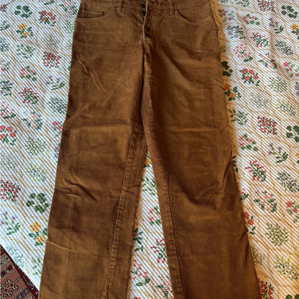 Lucky Brand Tan Corduroy Pants - straight leg, cropped